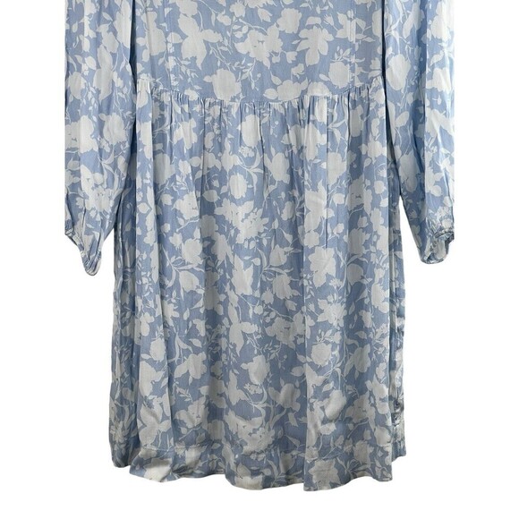 Free Assembly Dress Womens The Tie Neck Swing Dress Light Blue White Size XS - Picture 4 of 13